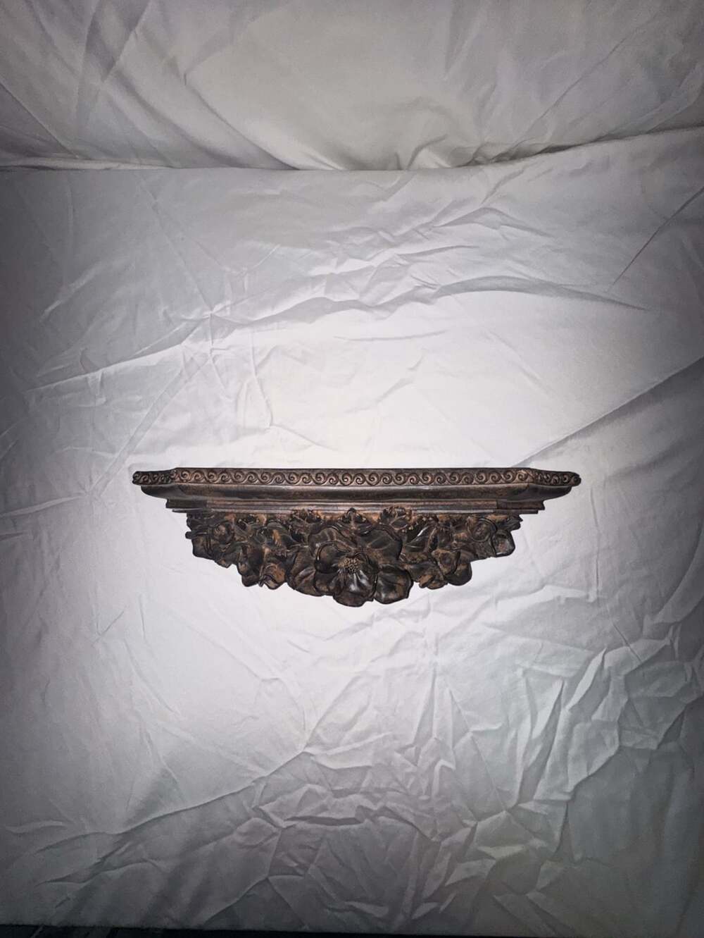 Decorative Wall Shelf Bronze Floral Carved Resin